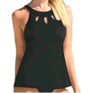 Septangle High Neck Cutouts Tankini Top Woman Plus Sz 24 Wireless Pool Beach Nwt